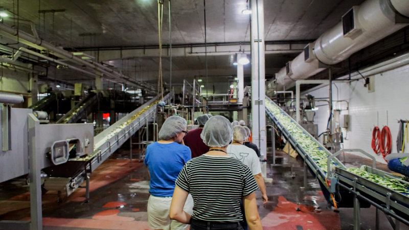 People in a food processing facility