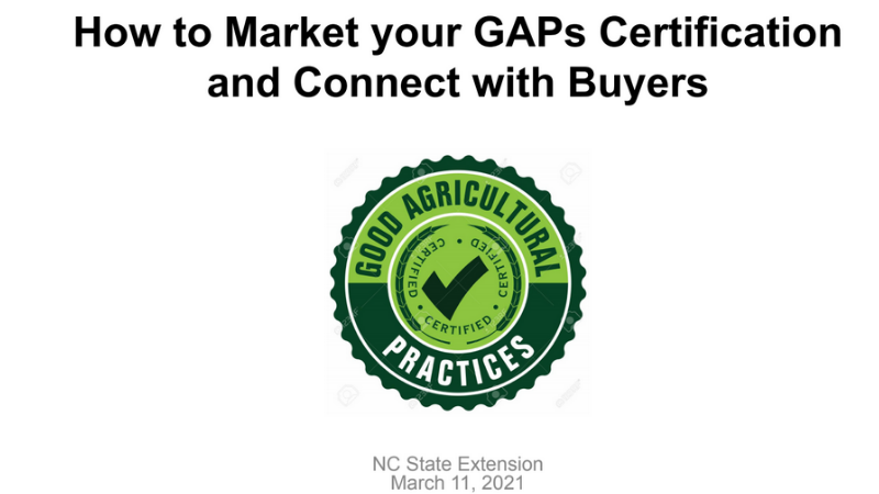How to Market GAPs Certification presentation slide