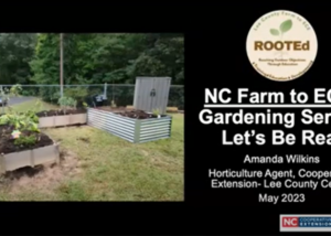 Raised garden bed. Greenery in background. Learning Burst Title on screen: Learning Burst Gardening Series Let's Be Real