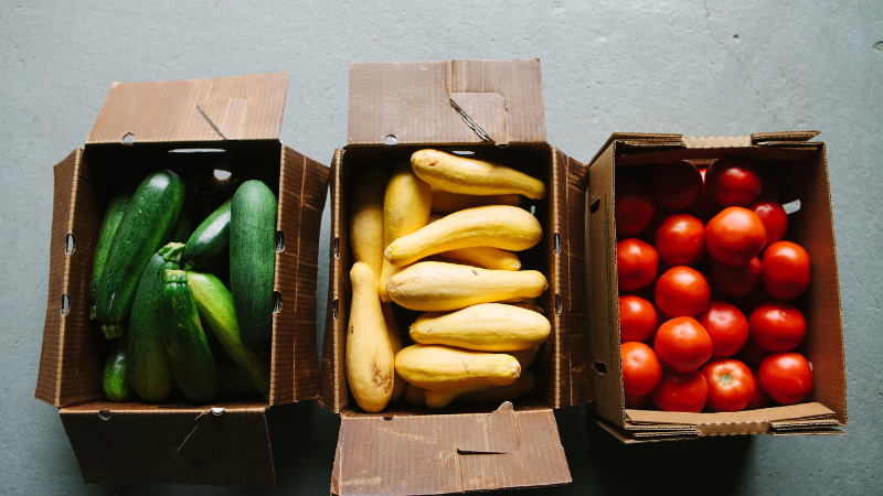 Vegetables in boxes