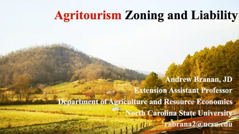 Agritourism zoning and liability presentation