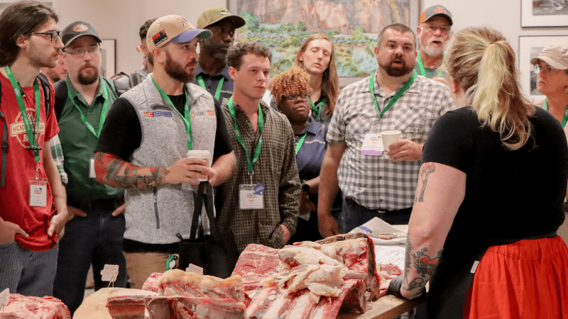 Meat butchering workshop at the Carolina Meat Conference