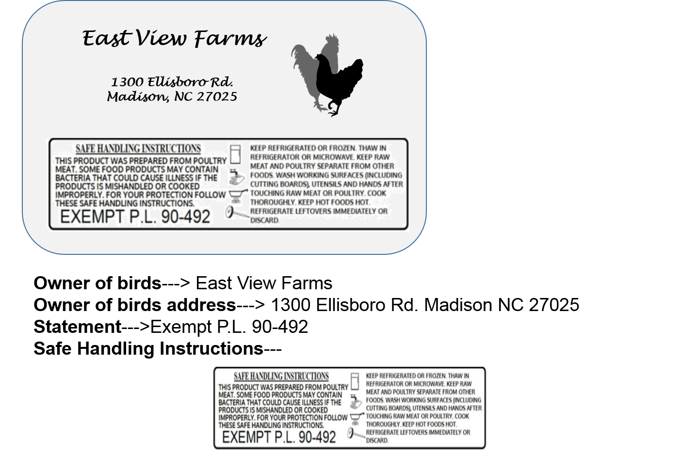 Labeling Requirements for OnFarm Poultry Processing Center for